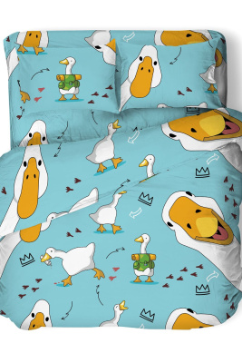 КПБ CRAZY GOOSE поплин 1,5 сп голубой